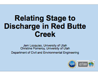 Relating Stage toDischarge in Red ButteCreek