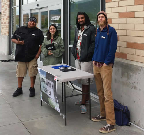 Dino, Viviane, Jordan, and Matt J collecting survey responses at Natural Grocers in Logan, UT.