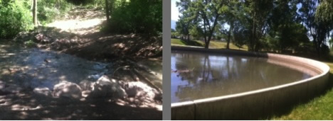 Photo Left: Parley's Creek within Parley's Historic Nature Park 
Photo Right: Shift water from Red Butte Creek 