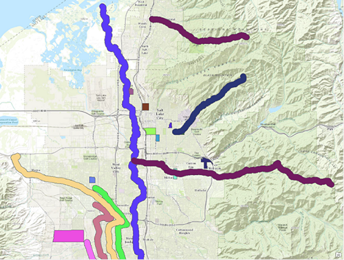 This map shows some of the neighborhoods and URC found in Salt Lake Valley