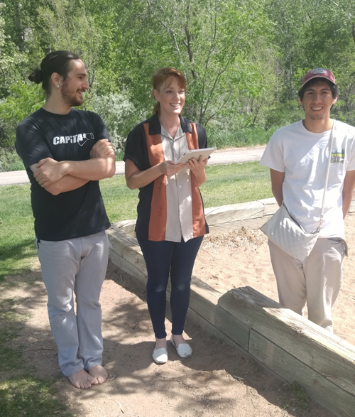 Practicing our interviewing skills at a lovely park in Ogden